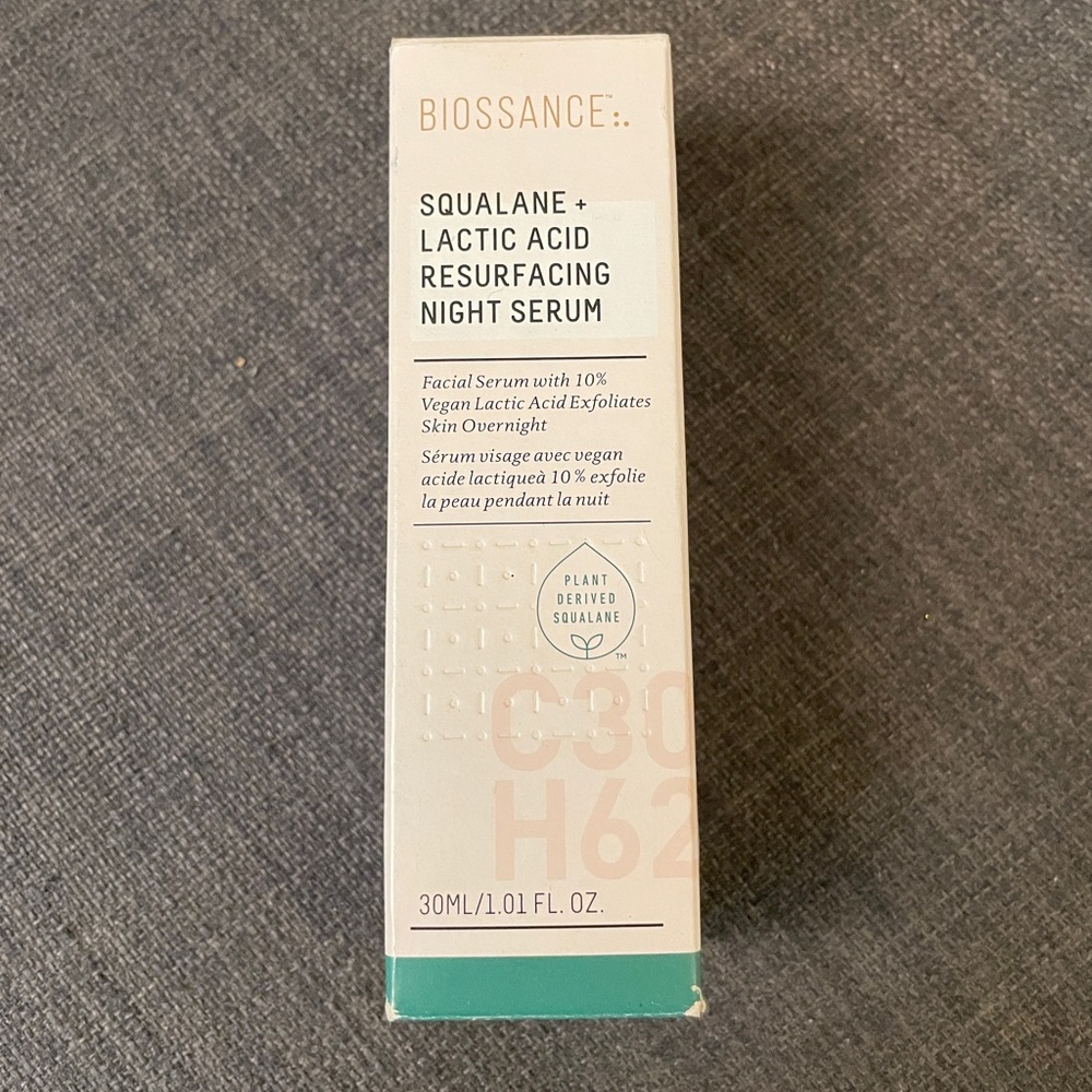 Biossance lactic acid 30ml resurfacing night serum